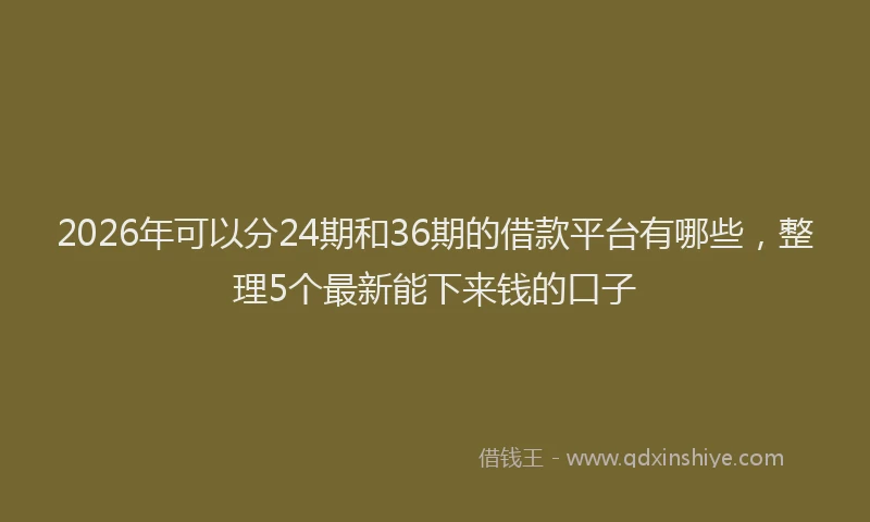 2026年可以分24期和36期的借款平台有哪些，整理5个最新能下来钱的口子
