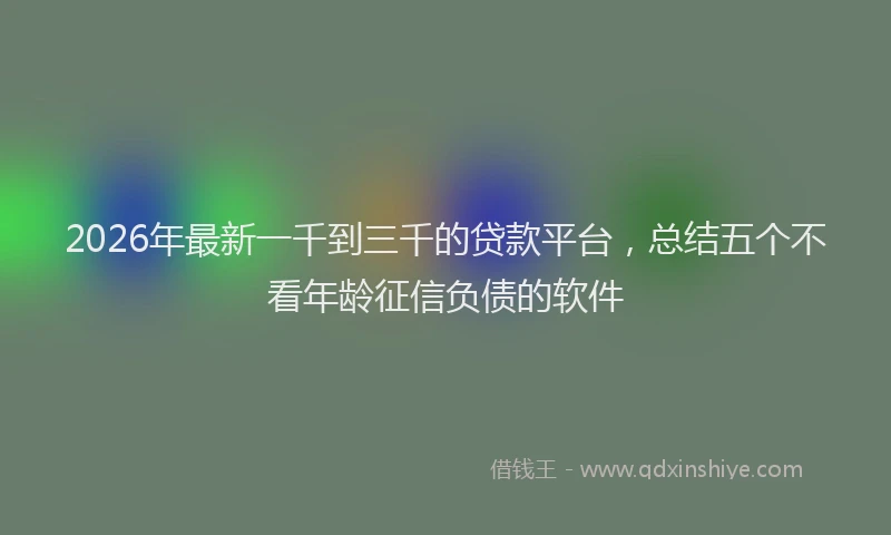 2026年最新一千到三千的贷款平台，总结五个不看年龄征信负债的软件