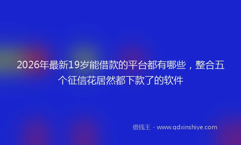 2026年最新19岁能借款的平台都有哪些，整合五个征信花居然都下款了的软件