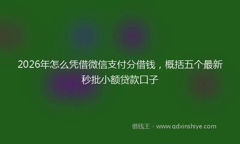 2026年怎么凭借微信支付分借钱，概括五个最新秒批小额贷款口子
