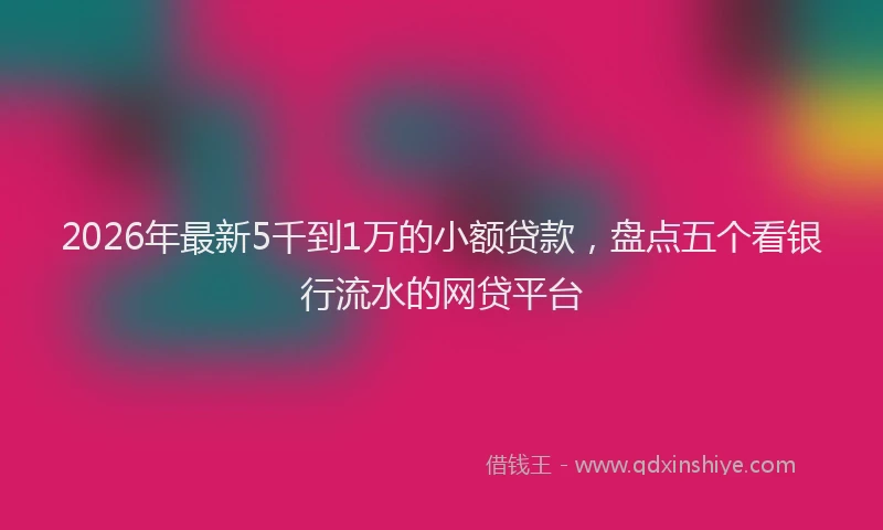 2026年最新5千到1万的小额贷款，盘点五个看银行流水的网贷平台