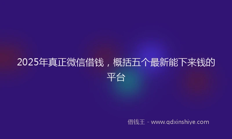 2025年真正微信借钱，概括五个最新能下来钱的平台