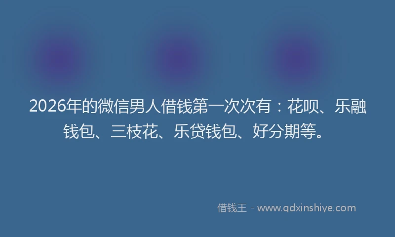 2026年的微信男人借钱第一次次有:花呗、乐融钱包、三枝花、乐贷钱包、好分期等。