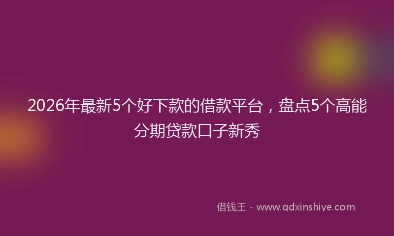 2026年最新5个好下款的借款平台,盘点5个高能分期贷款口子新秀