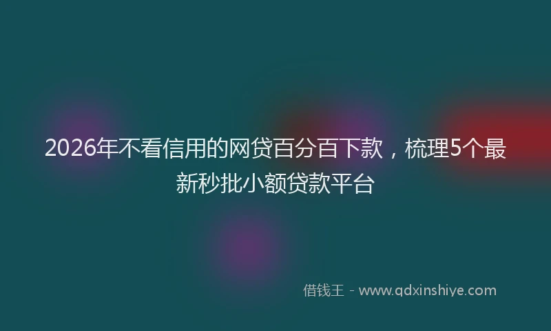 2026年不看信用的网贷百分百下款，梳理5个最新秒批小额贷款平台