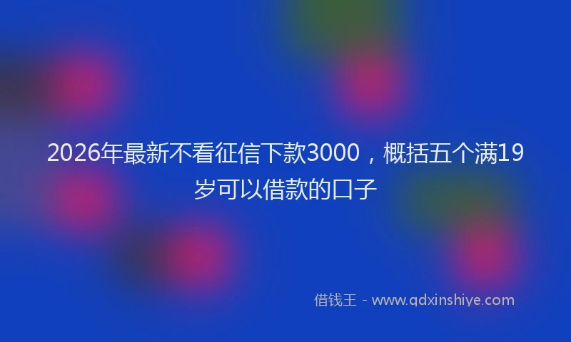 2026年最新不看征信下款3000,概括五个满19岁可以借款的口子