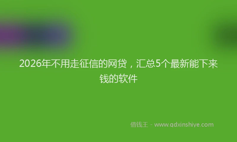 2026年不用走征信的网贷，汇总5个最新能下来钱的软件
