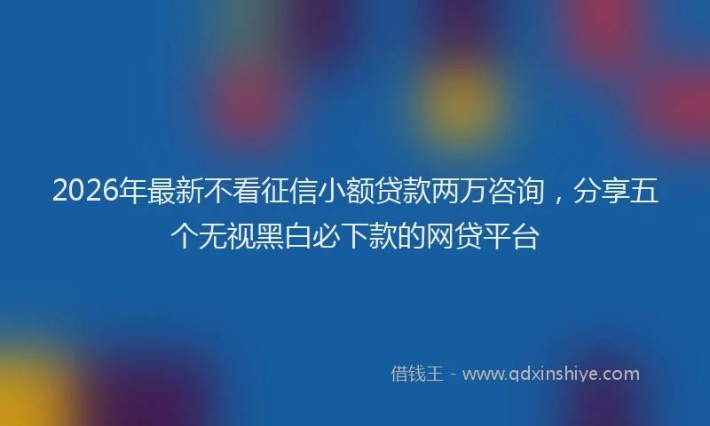 2026年最新不看征信小额贷款两万咨询,分享五个无视黑白必下款的网贷平台