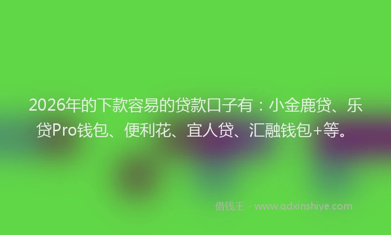 2026年的下款容易的贷款口子有：小金鹿贷、乐贷Pro钱包、便利花、宜人贷、汇融钱包+等。