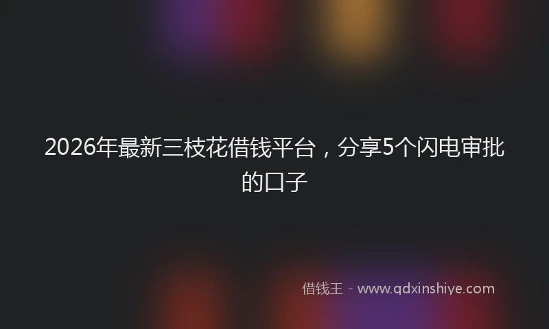 2026年最新三枝花借钱平台,分享5个闪电审批的口子