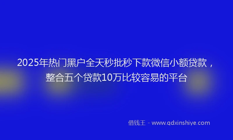2025年热门黑户全天秒批秒下款微信小额贷款，整合五个贷款10万比较容易的平台