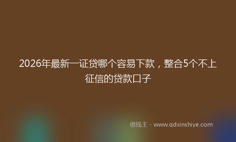 2026年最新一证贷哪个容易下款,整合5个不上征信的贷款口子