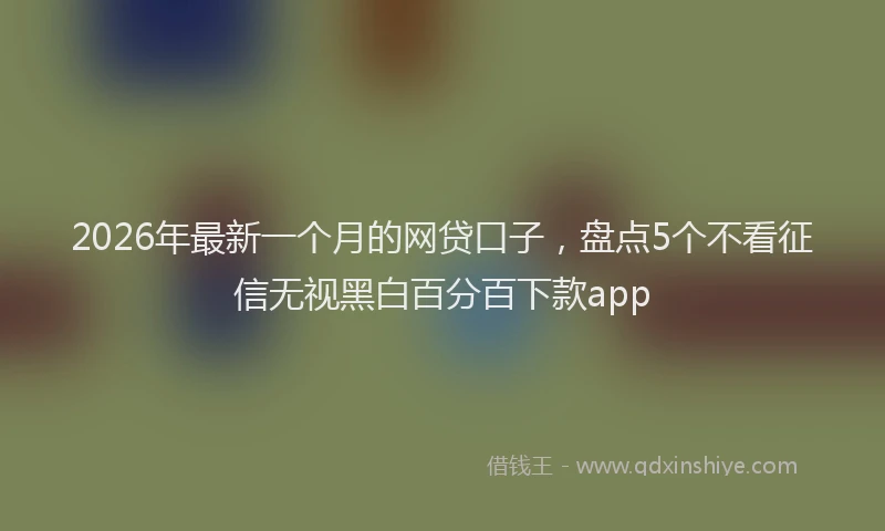2026年最新一个月的网贷口子，盘点5个不看征信无视黑白百分百下款app