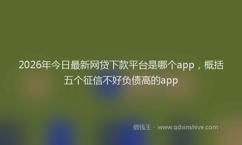 2026年今日最新网贷下款平台是哪个app,概括五个征信不好负债高的app