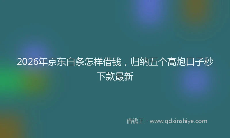2026年京东白条怎样借钱，归纳五个高炮口子秒下款最新