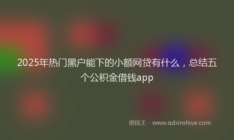 2025年热门黑户能下的小额网贷有什么，总结五个公积金借钱app
