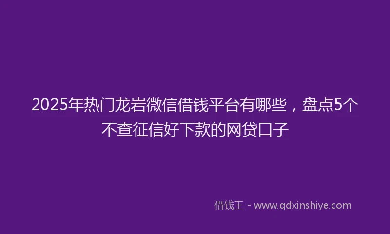 2025年热门龙岩微信借钱平台有哪些,盘点5个不查征信好下款的网贷口子