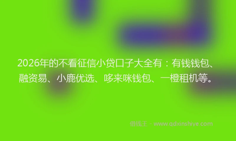2026年的不看征信小贷口子大全有：有钱钱包、融资易、小鹿优选、哆来咪钱包、一橙租机等。