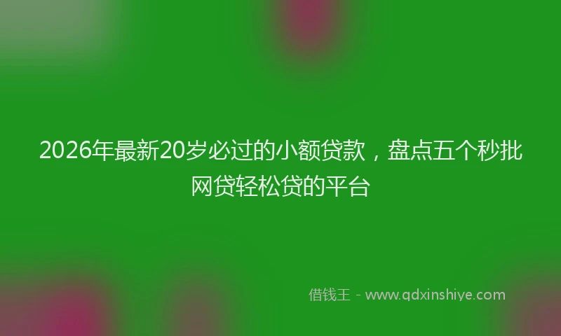 2026年最新20岁必过的小额贷款,盘点五个秒批网贷轻松贷的平台