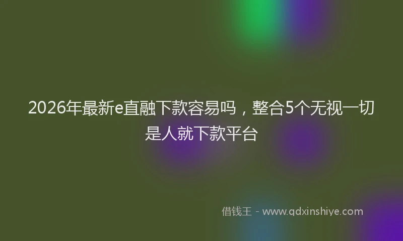 2026年最新e直融下款容易吗,整合5个无视一切是人就下款平台