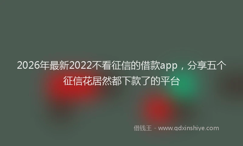 2026年最新2022不看征信的借款app，分享五个征信花居然都下款了的平台