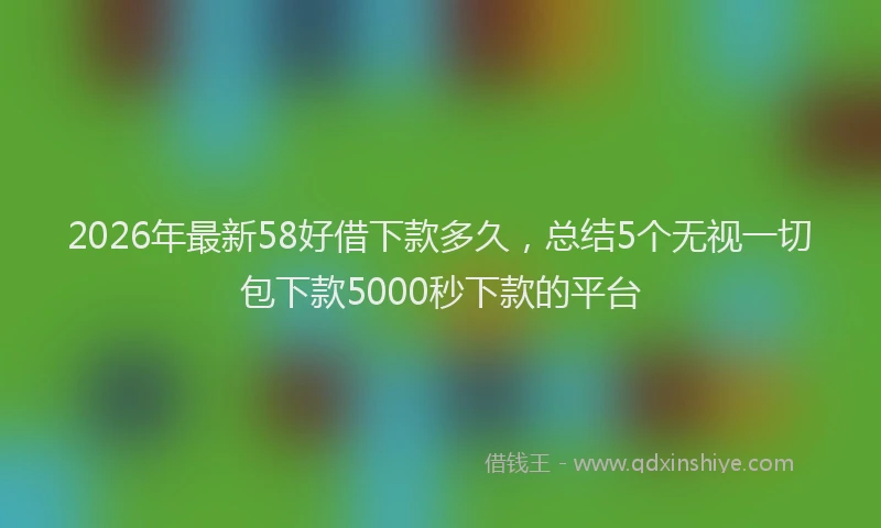 2026年最新58好借下款多久，总结5个无视一切包下款5000秒下款的平台