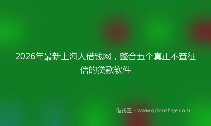 2026年最新上海人借钱网,整合五个真正不查征信的贷款软件