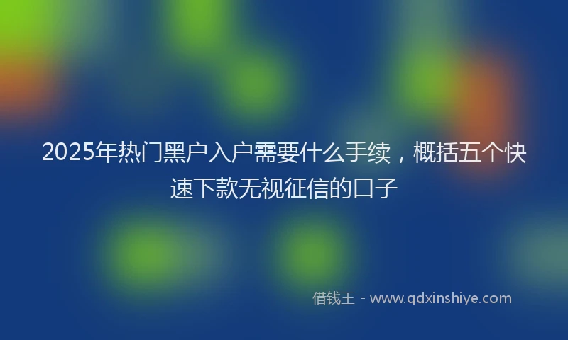 2025年热门黑户入户需要什么手续，概括五个快速下款无视征信的口子