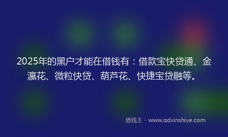 2025年的黑户才能在借钱有：借款宝快贷通、金瀛花、微粒快贷、葫芦花、快捷宝贷融等。