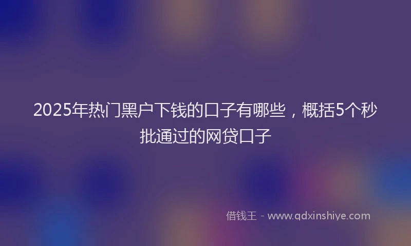 2025年热门黑户下钱的口子有哪些，概括5个秒批通过的网贷口子
