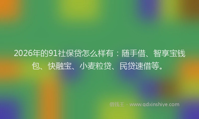 2026年的91社保贷怎么样有：随手借、智享宝钱包、快融宝、小麦粒贷、民贷速借等。