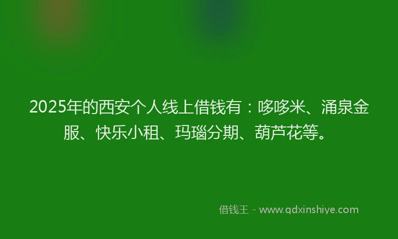 2025年的西安个人线上借钱有：哆哆米、涌泉金服、快乐小租、玛瑙分期、葫芦花等。