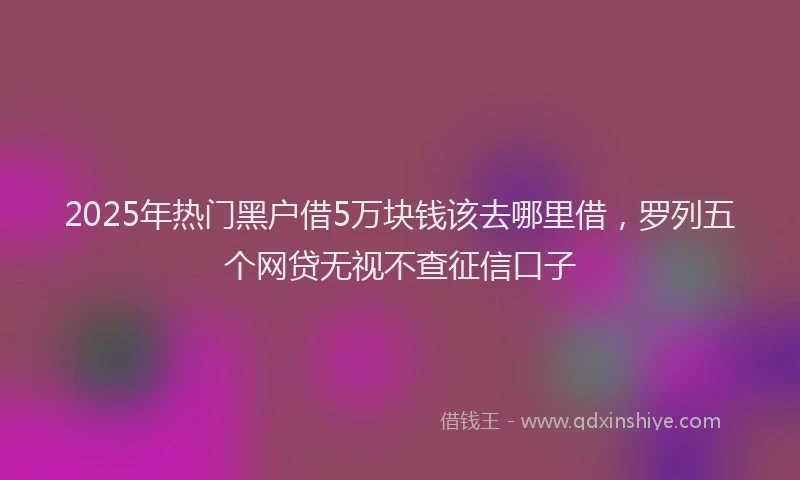 2025年热门黑户借5万块钱该去哪里借，罗列五个网贷无视不查征信口子