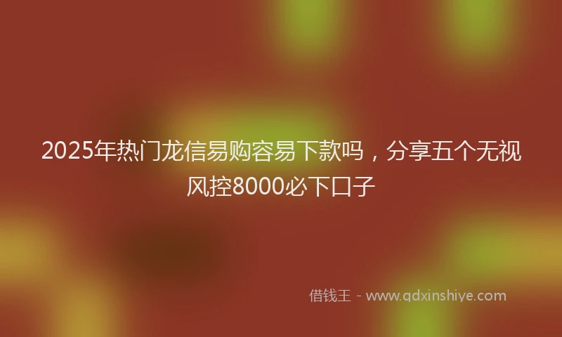 2025年热门龙信易购容易下款吗，分享五个无视风控8000必下口子