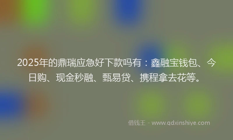2025年的鼎瑞应急好下款吗有：鑫融宝钱包、今日购、现金秒融、甄易贷、携程拿去花等。