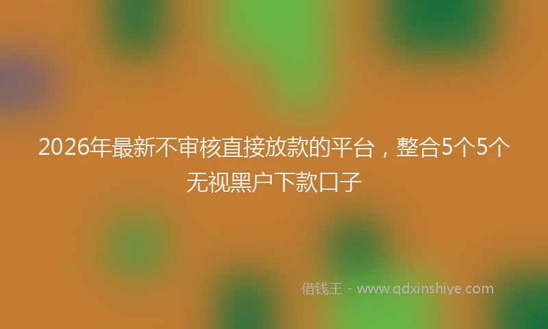 2026年最新不审核直接放款的平台,整合5个5个无视黑户下款口子