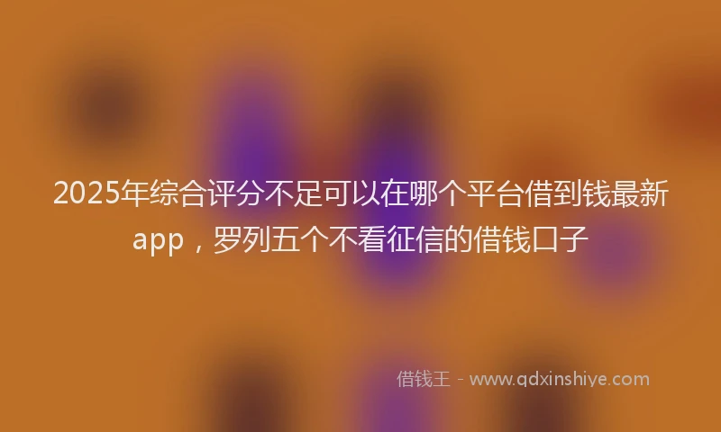 2025年综合评分不足可以在哪个平台借到钱最新app，罗列五个不看征信的借钱口子