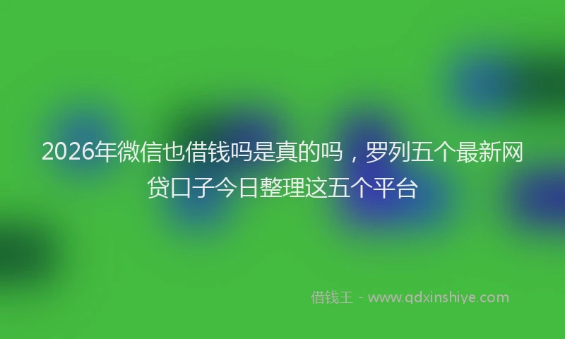2026年微信也借钱吗是真的吗，罗列五个最新网贷口子今日整理这五个平台