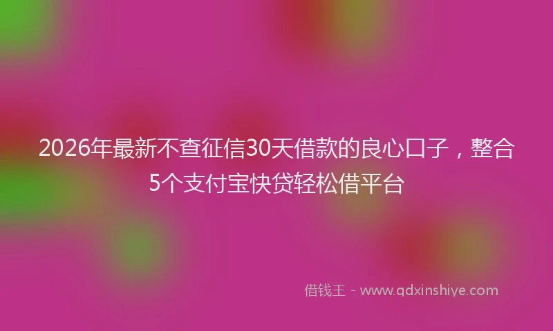 2026年最新不查征信30天借款的良心口子,整合5个支付宝快贷轻松借平台