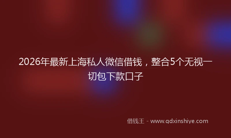 2026年最新上海私人微信借钱，整合5个无视一切包下款口子
