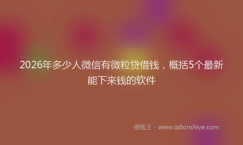2026年多少人微信有微粒贷借钱,概括5个最新能下来钱的软件