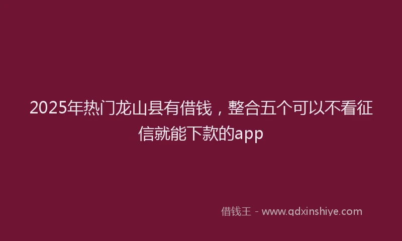 2025年热门龙山县有借钱,整合五个可以不看征信就能下款的app