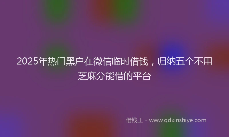 2025年热门黑户在微信临时借钱,归纳五个不用芝麻分能借的平台
