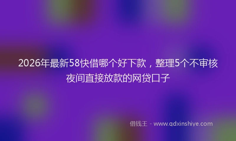 2026年最新58快借哪个好下款，整理5个不审核夜间直接放款的网贷口子