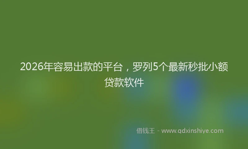 2026年容易出款的平台，罗列5个最新秒批小额贷款软件
