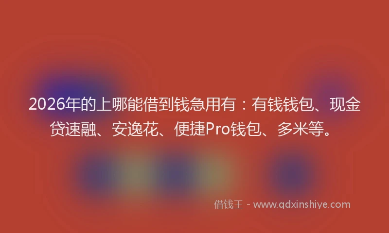2026年的上哪能借到钱急用有：有钱钱包、现金贷速融、安逸花、便捷Pro钱包、多米等。