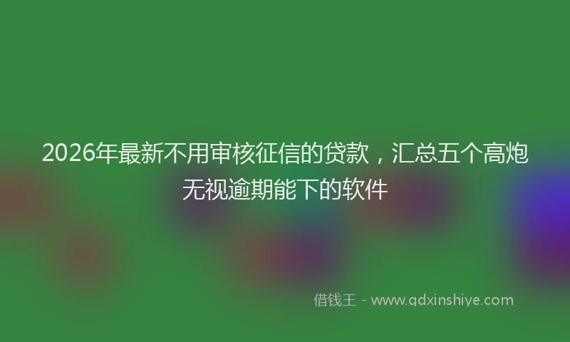 2026年最新不用审核征信的贷款,汇总五个高炮无视逾期能下的软件