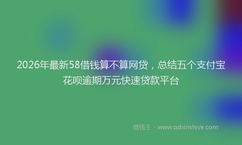 2026年最新58借钱算不算网贷，总结五个支付宝花呗逾期万元快速贷款平台