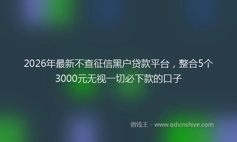2026年最新不查征信黑户贷款平台，整合5个3000元无视一切必下款的口子