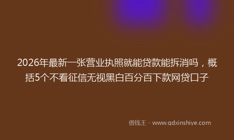 2026年最新一张营业执照就能贷款能拆消吗,概括5个不看征信无视黑白百分百下款网贷口子